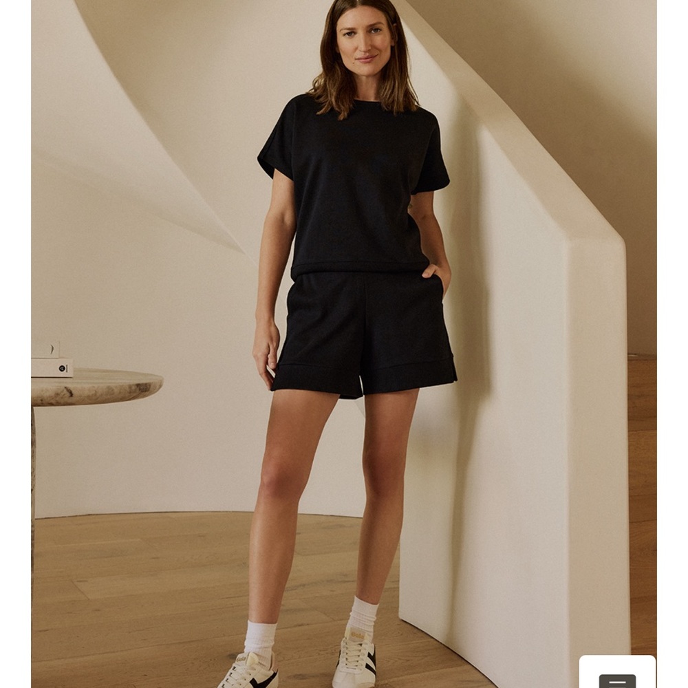 Matching Set! Pact Black Short Sleeve Airplane Dolman Top & Pull-On Shorts Set